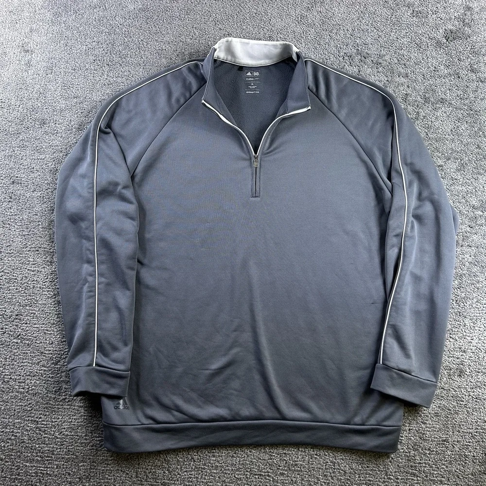 Adidas Golf Climalite Mens XL Gray Quarter Zip Pullover Sweatshirt RN 88387